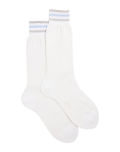 $110 BRIONI - White Cotton Tipped MADE IN ITALY Socks - 10.5IT 11.5US