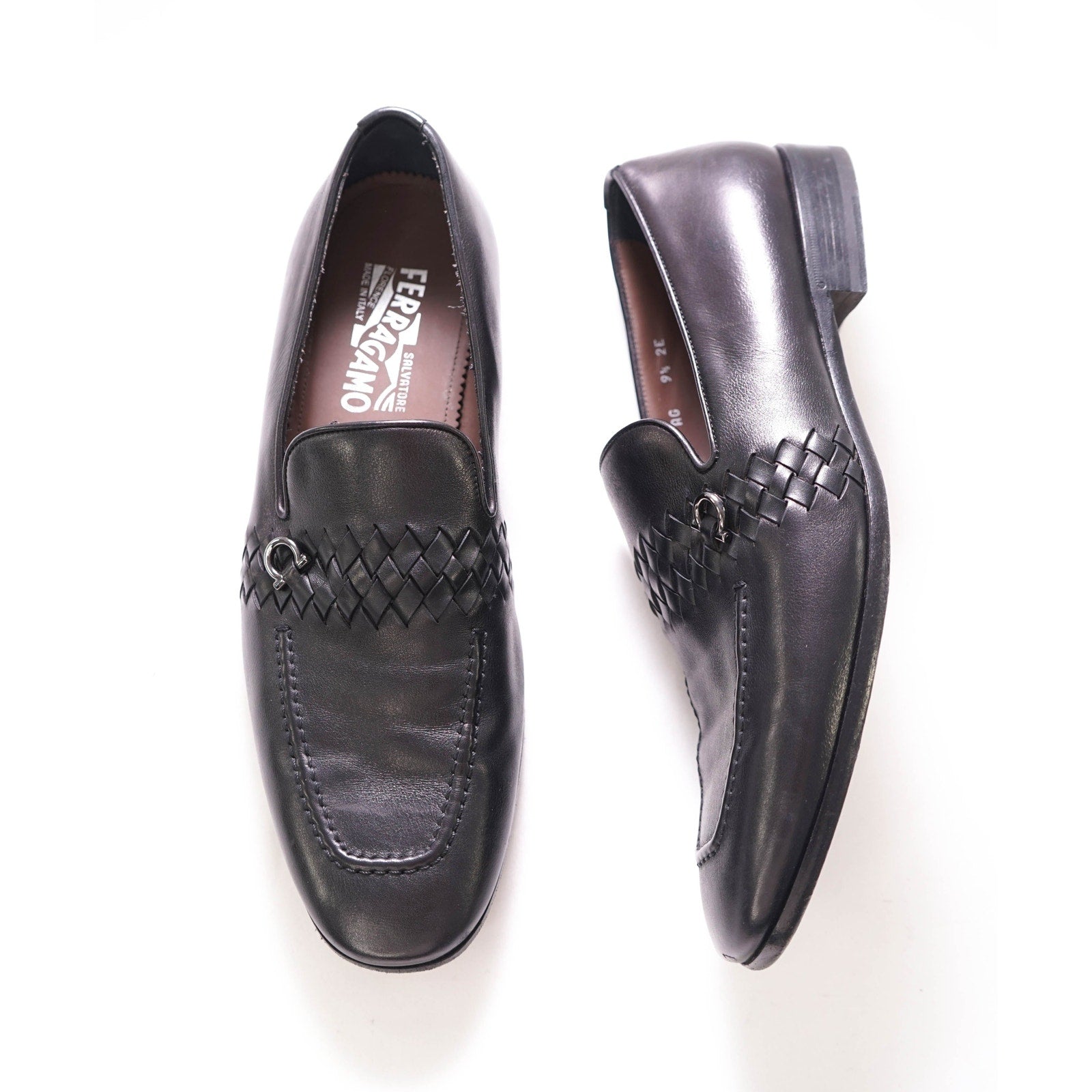 $850 SALVATORE FERRAGAMO - "PASSION" Braided Black Loafer - 9.5 EE US