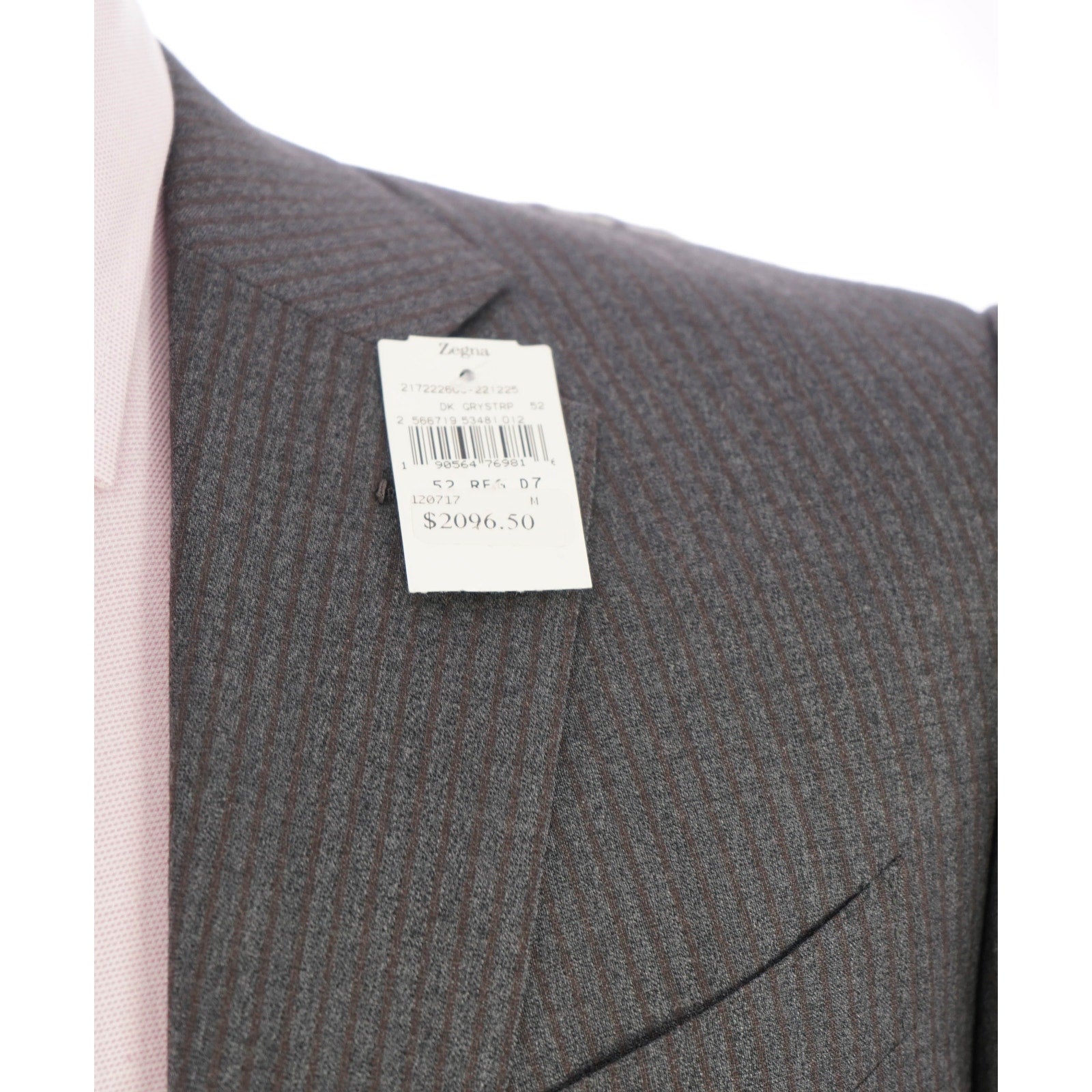 $2,695 ERMENEGILDO ZEGNA - Gray/Brown Textured Flannel Blazer - 42R
