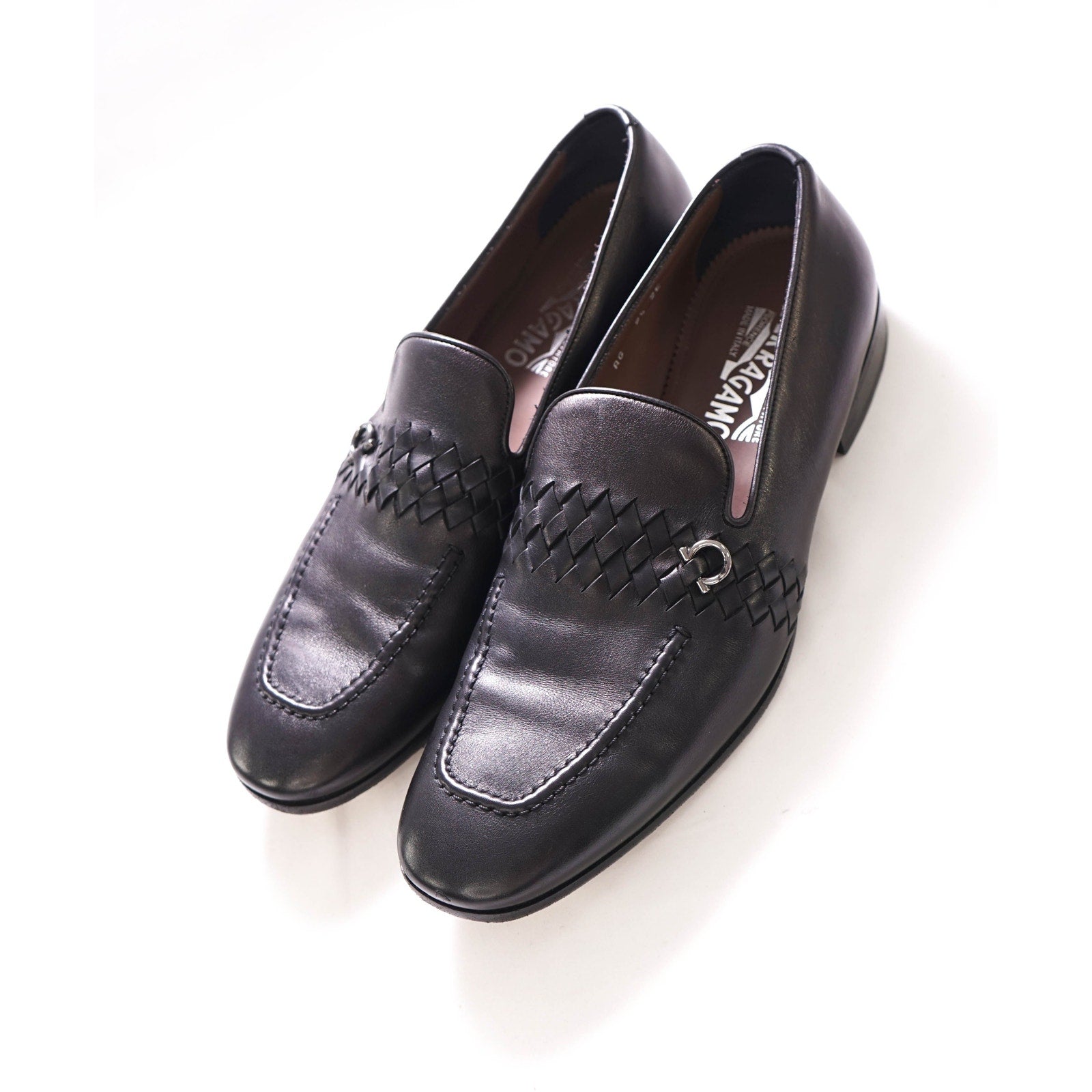 $850 SALVATORE FERRAGAMO - "PASSION" Braided Black Loafer - 9.5 EE US