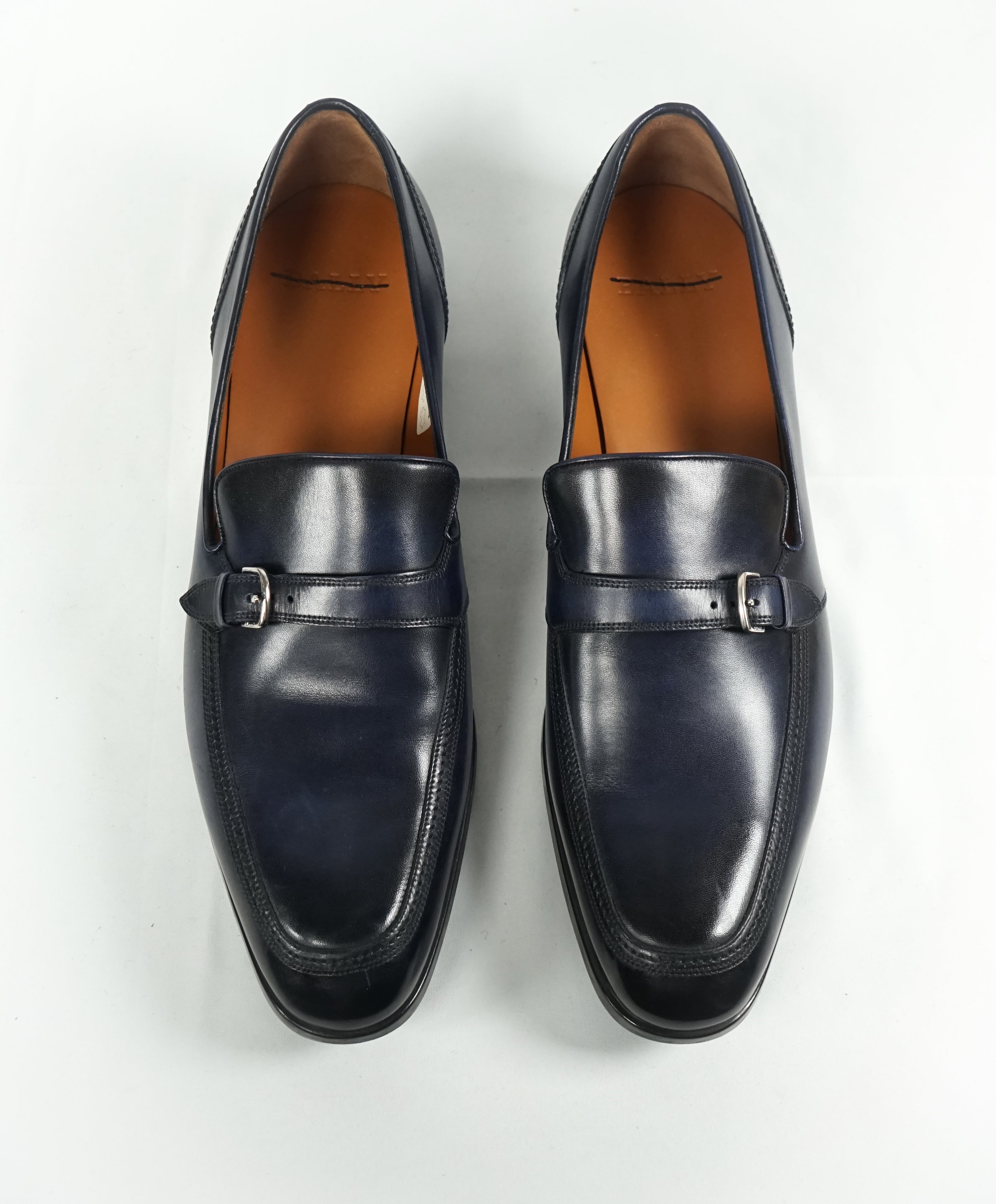 BALLY - “Lavoli” Navy Hand Patina Buckle Loafers - 12