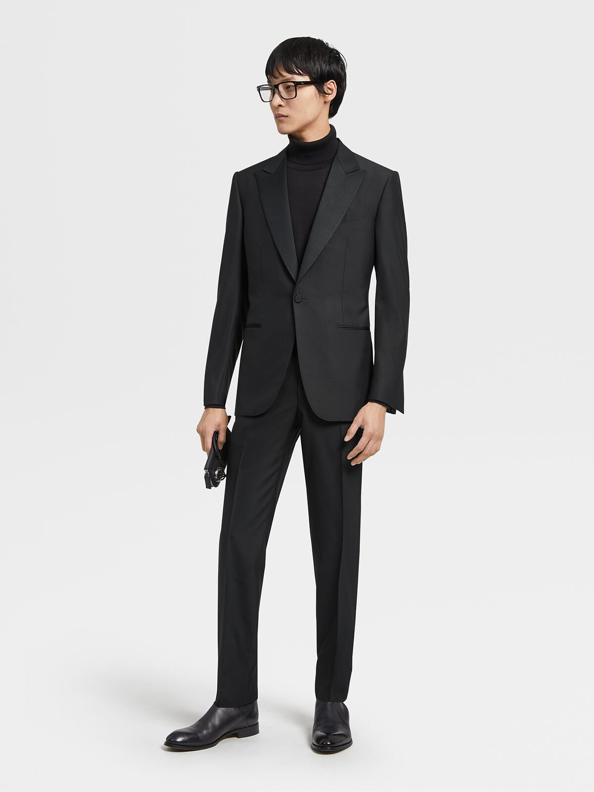 $5,100 ERMENEGILDO ZEGNA - "Wool & Mohair" PEAK LAPEL Black Tuxedo - 40R