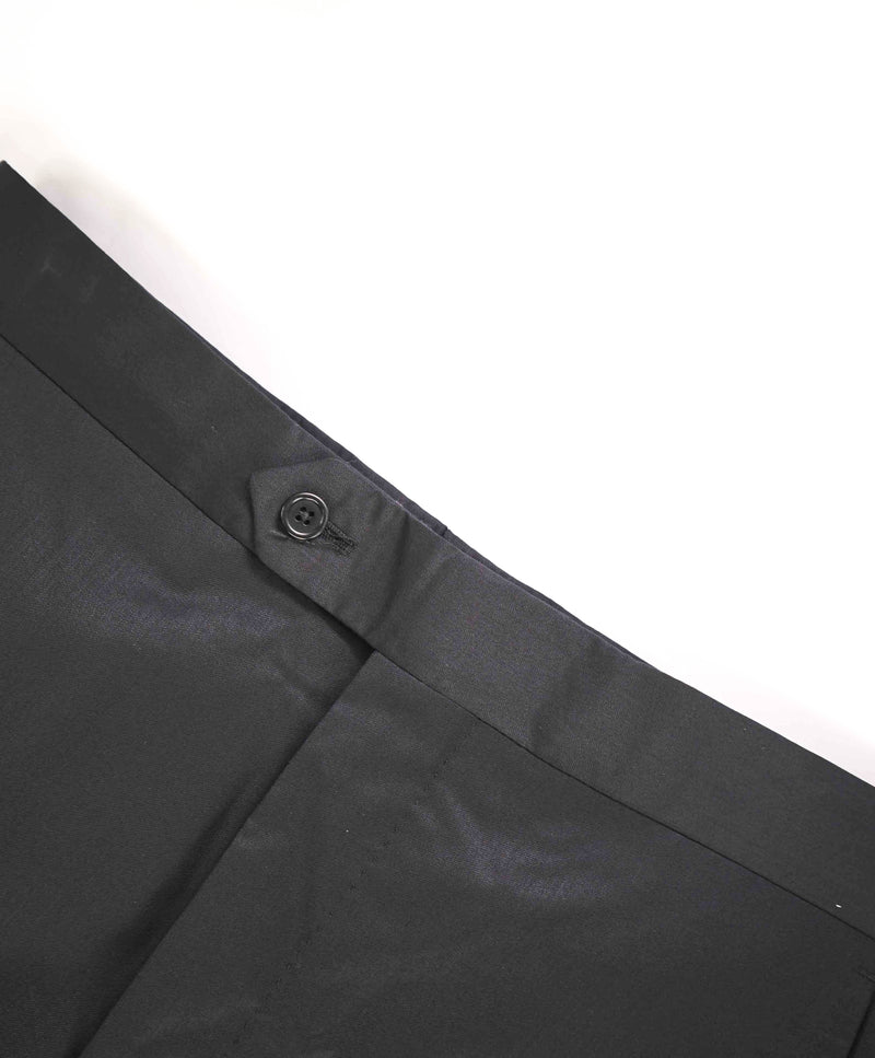 SAKS FIFTH AVE - Black Wool & Silk MADE IN ITALY Flat Front Dress Tux Pants- 30W