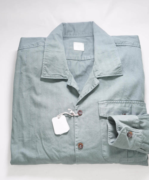 $595 ELEVENTY PLATINUM - Cotton Mint Green Herringbone Shirt Jacket Coat - M