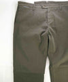 $395 ELEVENTY - Contrast Piping Olive Green Cotton/Elastane Chino Pants - 36W