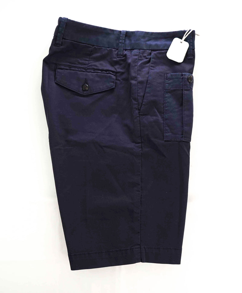 $275 ELEVENTY - COTTON BERMUDA Navy Blue Cargo Chino Shorts Pants  - 33W
