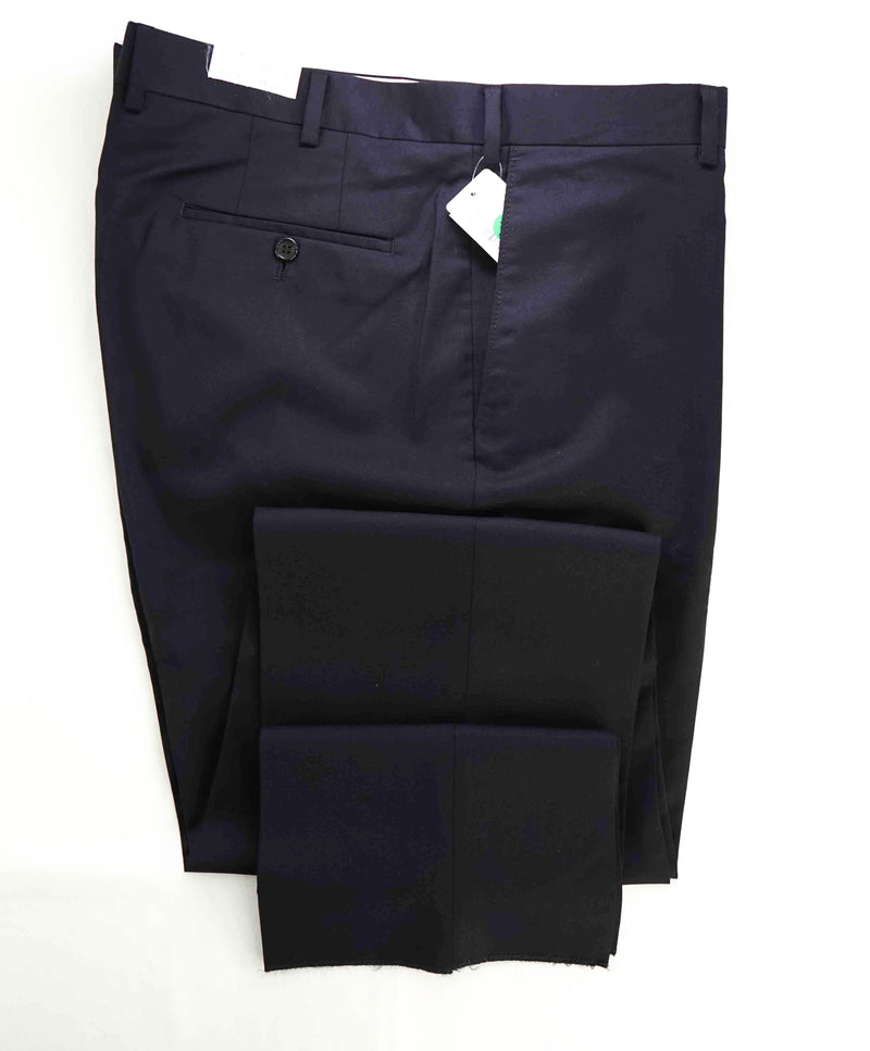 $398 SAMUELSOHN - *SUPER 120's* Navy Blue Wool Flat Front Dress Pants - 40W