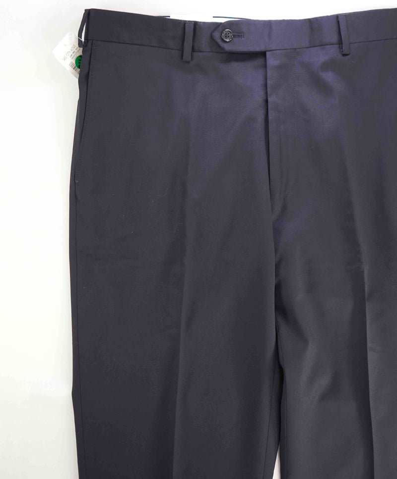 $398 SAMUELSOHN - *SUPER 120's* Navy Blue Wool Flat Front Dress Pants - 40W