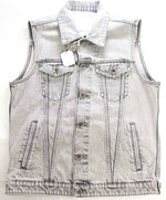 $695 ELEVENTY - *DENIM* Cotton Metal Button Vest Sleeveless Jacket - 40R (M)