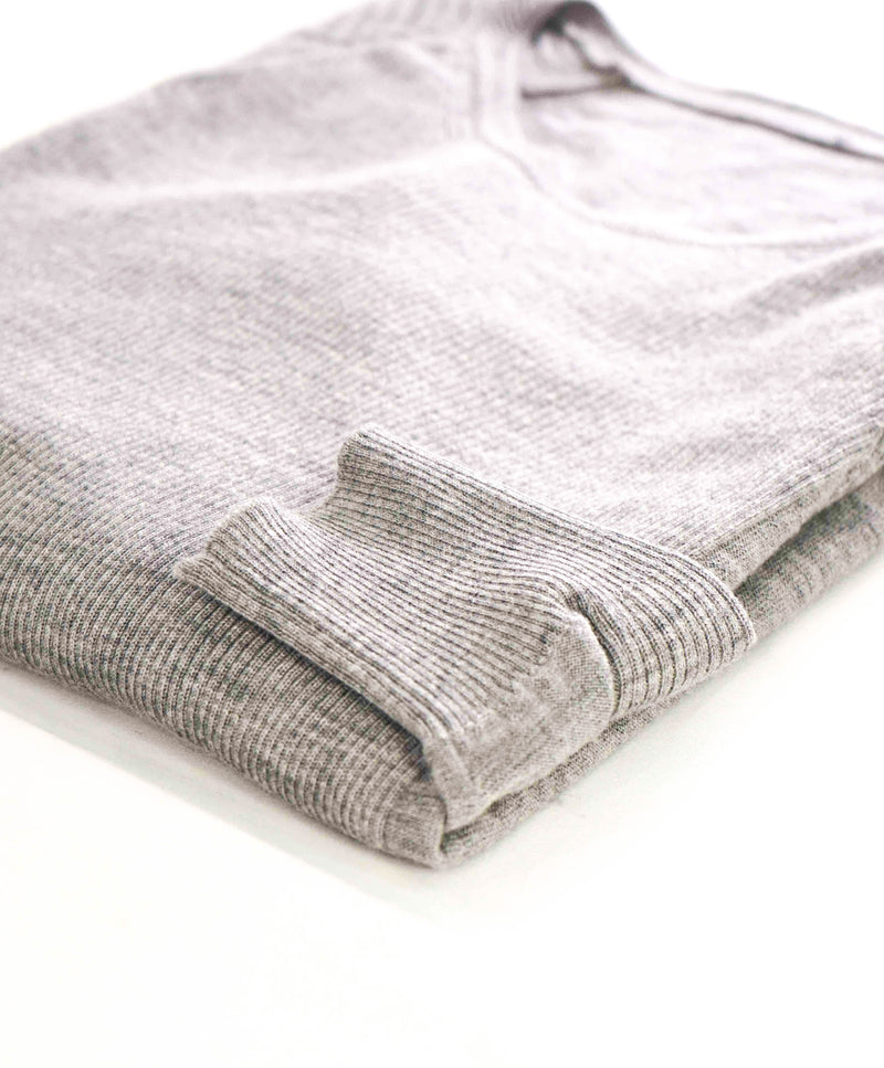 $300 BELSTAFF - Gray Ribbed PURE WOOL Logo Patch Crewneck Sweater - M (50)