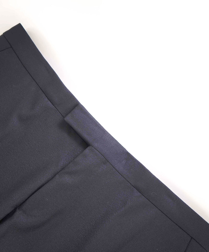 $595 Z ZEGNA - Midnight Blue Silk Stripe Textured Tuxedo Dinner Pants - 37W