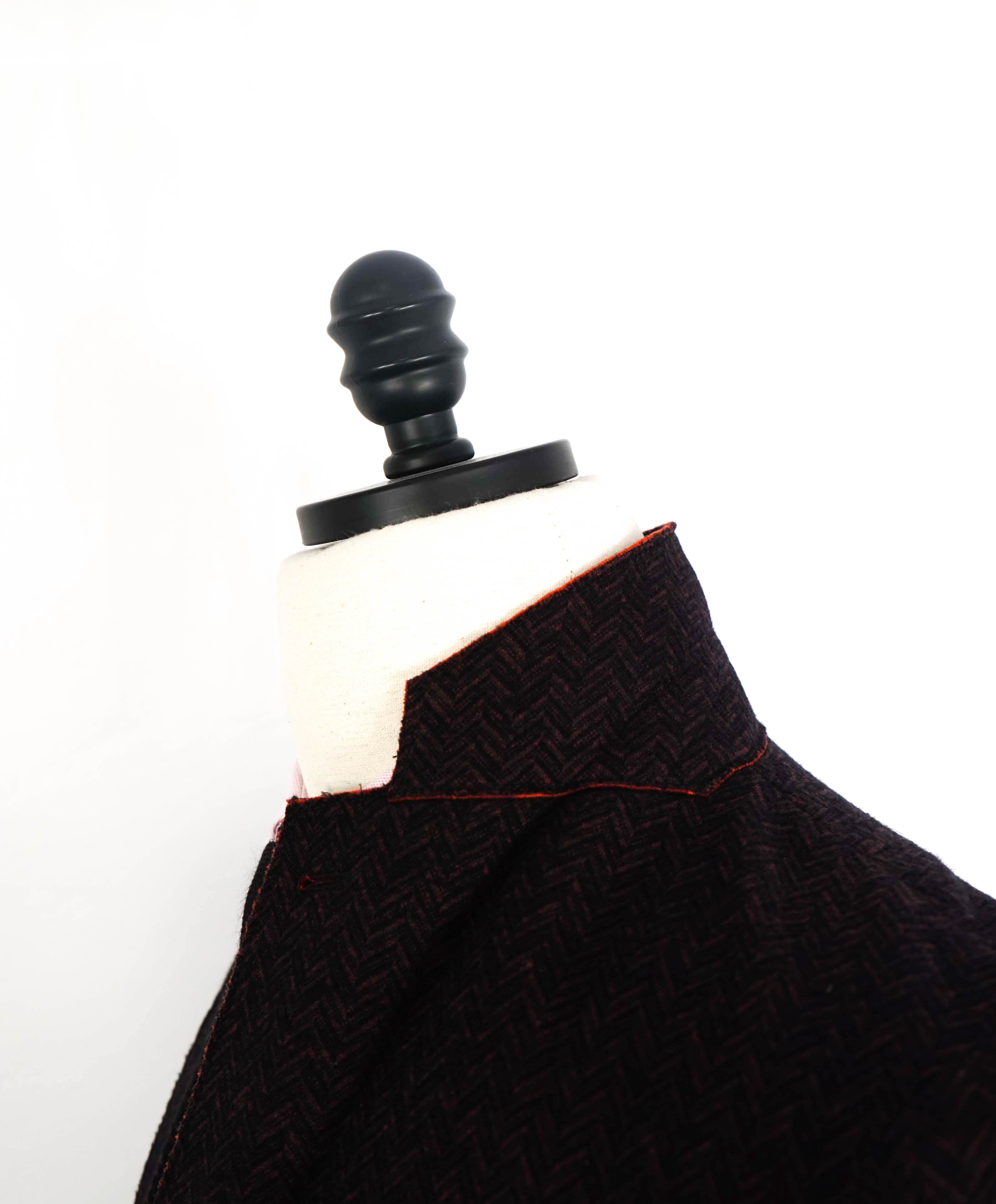 ARMANI COLLEZIONI - Unlined Burgundy & Orange Herringbone Blazer - 40R