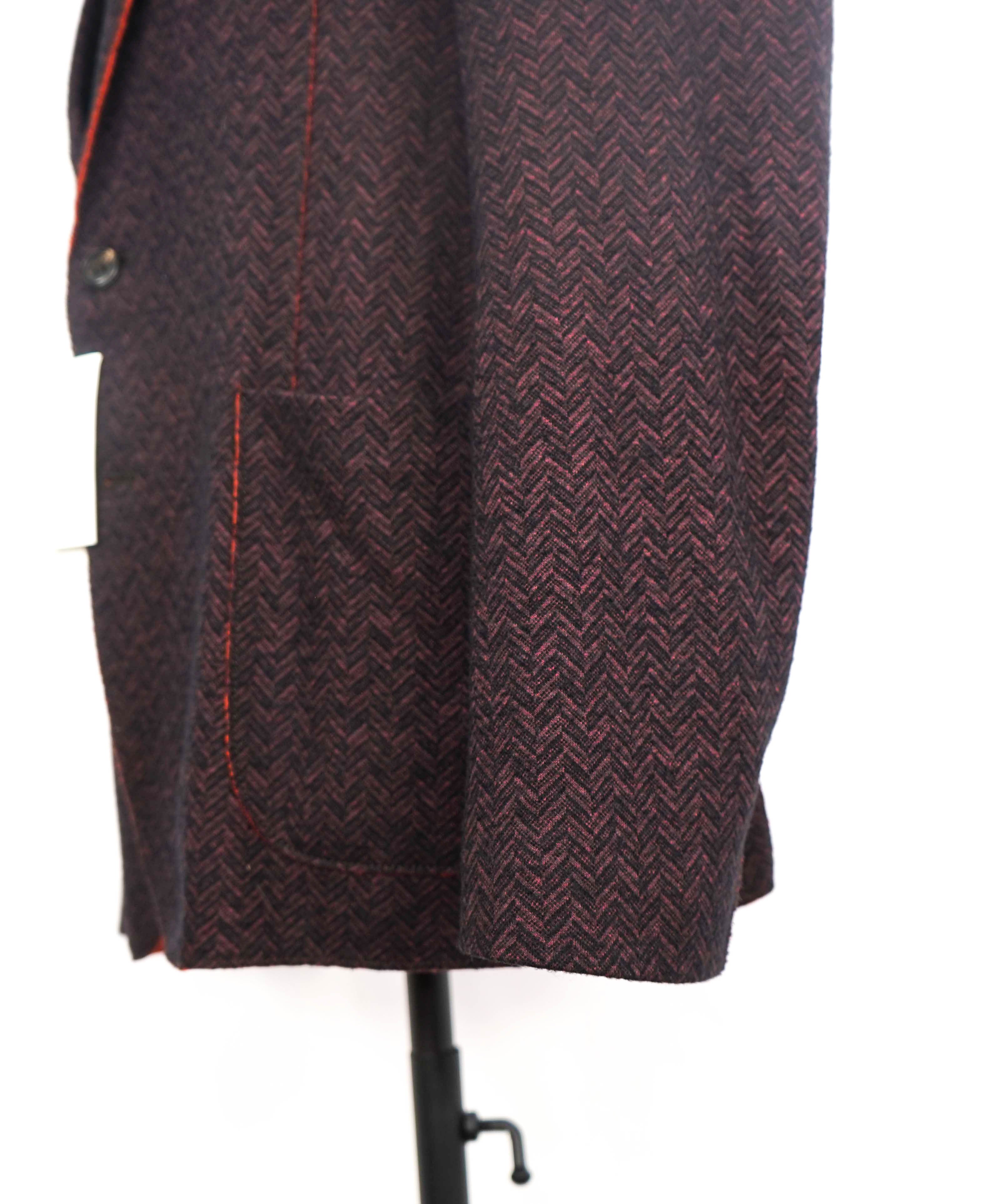 ARMANI COLLEZIONI - Unlined Burgundy & Orange Herringbone Blazer - 40R