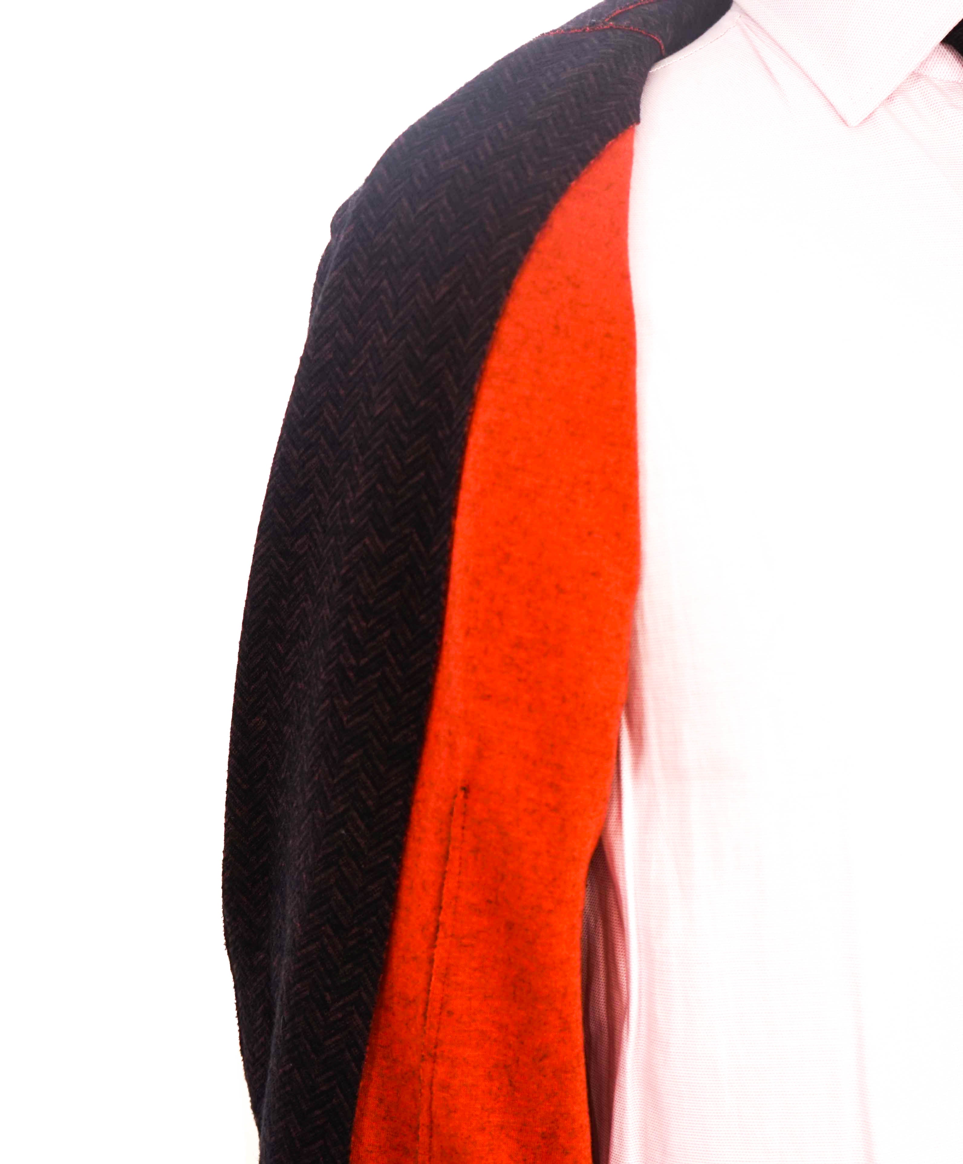 ARMANI COLLEZIONI - Unlined Burgundy & Orange Herringbone Blazer - 40R