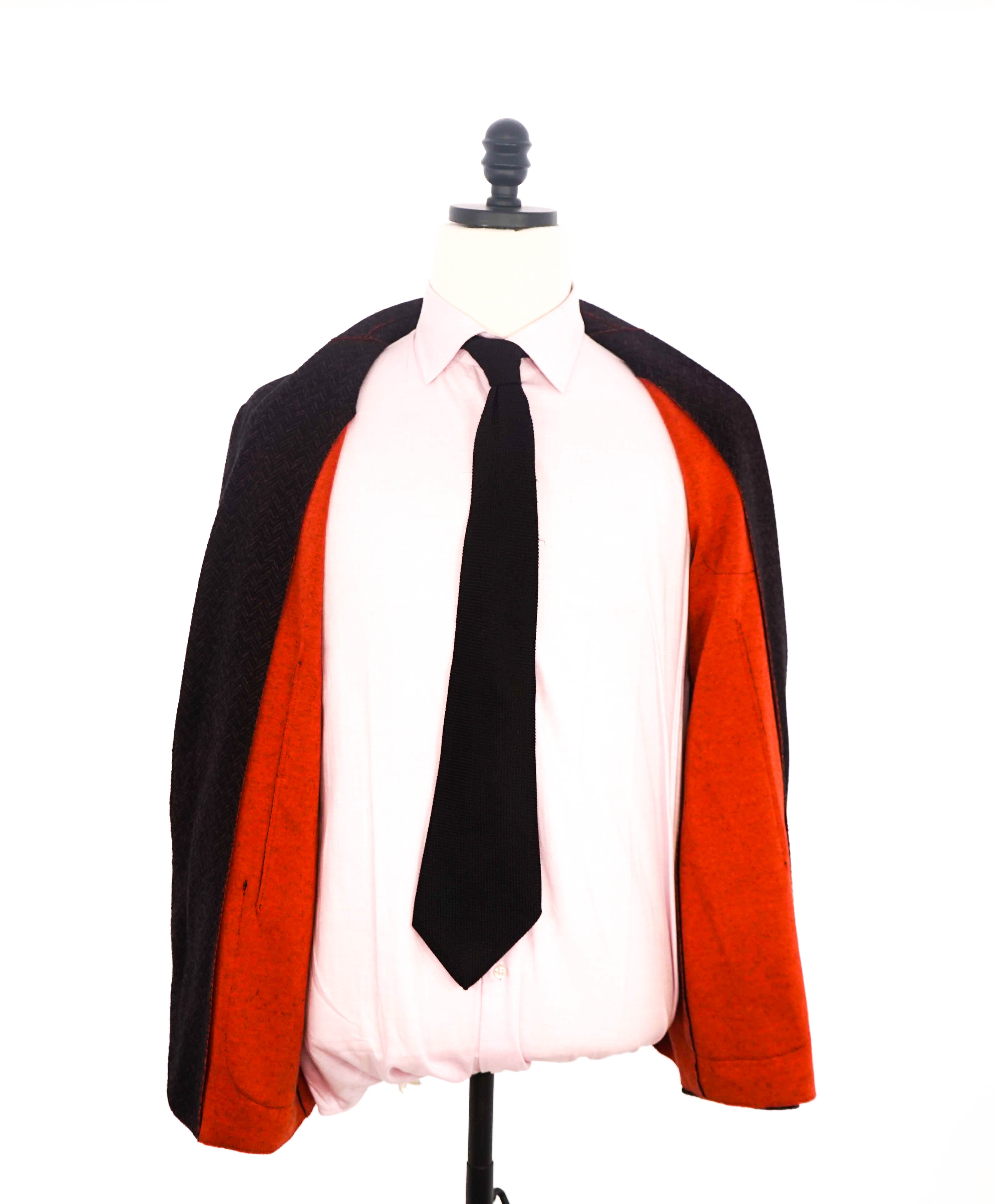 ARMANI COLLEZIONI - Unlined Burgundy & Orange Herringbone Blazer - 40R