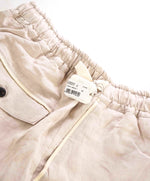 $695 ELEVENTY - Neutral Blue LINEN Belted Ivory Tipped Casual Shorts Pants - 33W