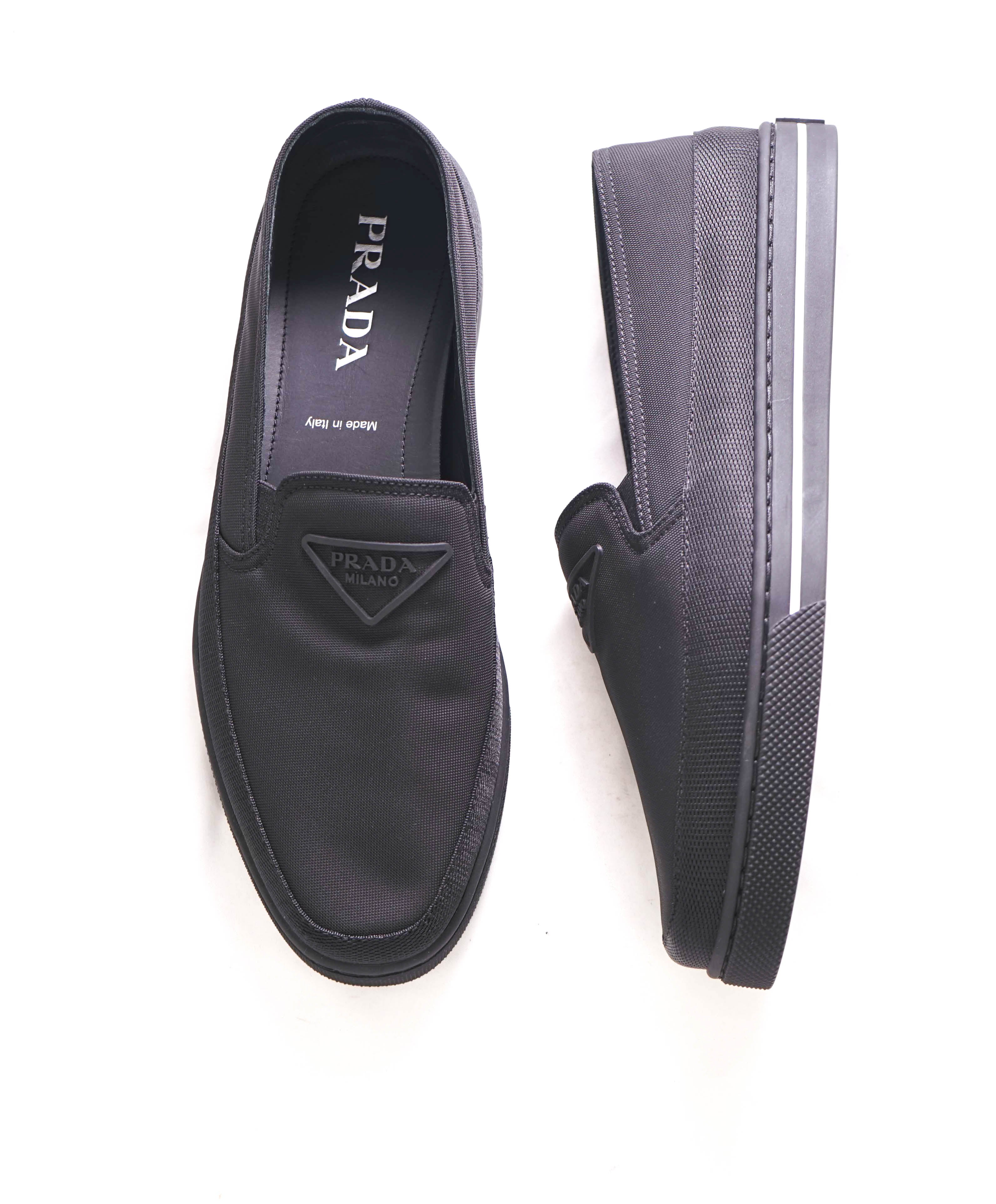 $875 PRADA - "CANNES" Re-nylon Triangle Logo Nylon Slip-On Loafers Sneaker - 9 US (8 IT)