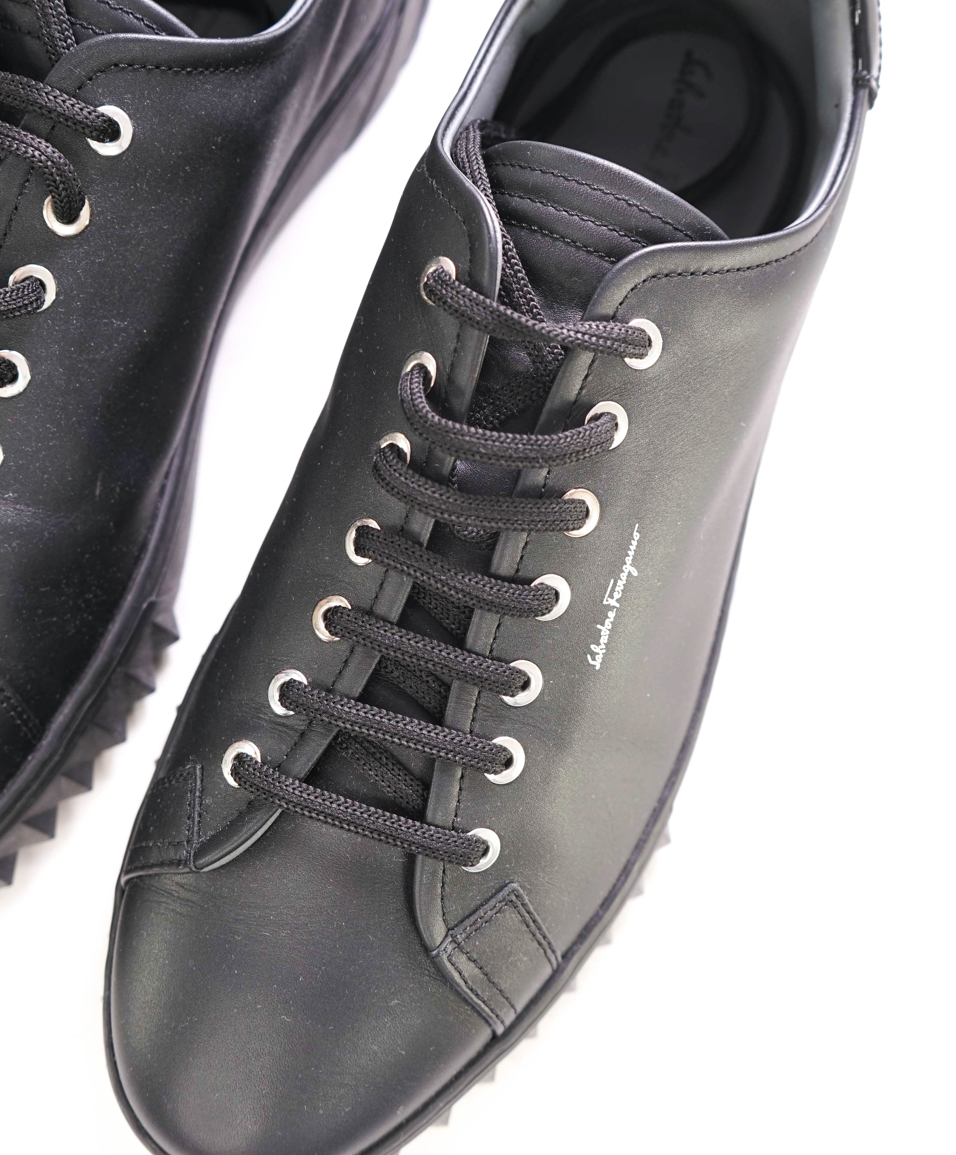 $750 SALVATORE FERRAGAMO - *Rhinoceros* Black Gancini Sneaker - 11 M US
