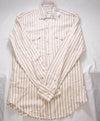 $695 ELEVENTY - *SNAP FRONT* CASHMERE BLEND Camel Stripe Shirt - M