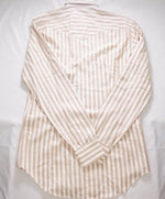 $695 ELEVENTY - *SNAP FRONT* CASHMERE BLEND Camel Stripe Shirt - M