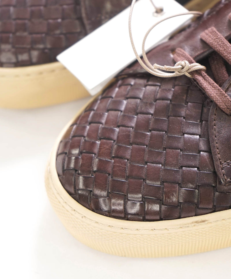 $695 ELEVENTY - Brown Woven Leather Sneaker - 11 US (44EU)