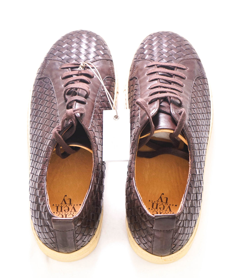 $695 ELEVENTY - Brown Woven Leather Sneaker - 11 US (44EU)