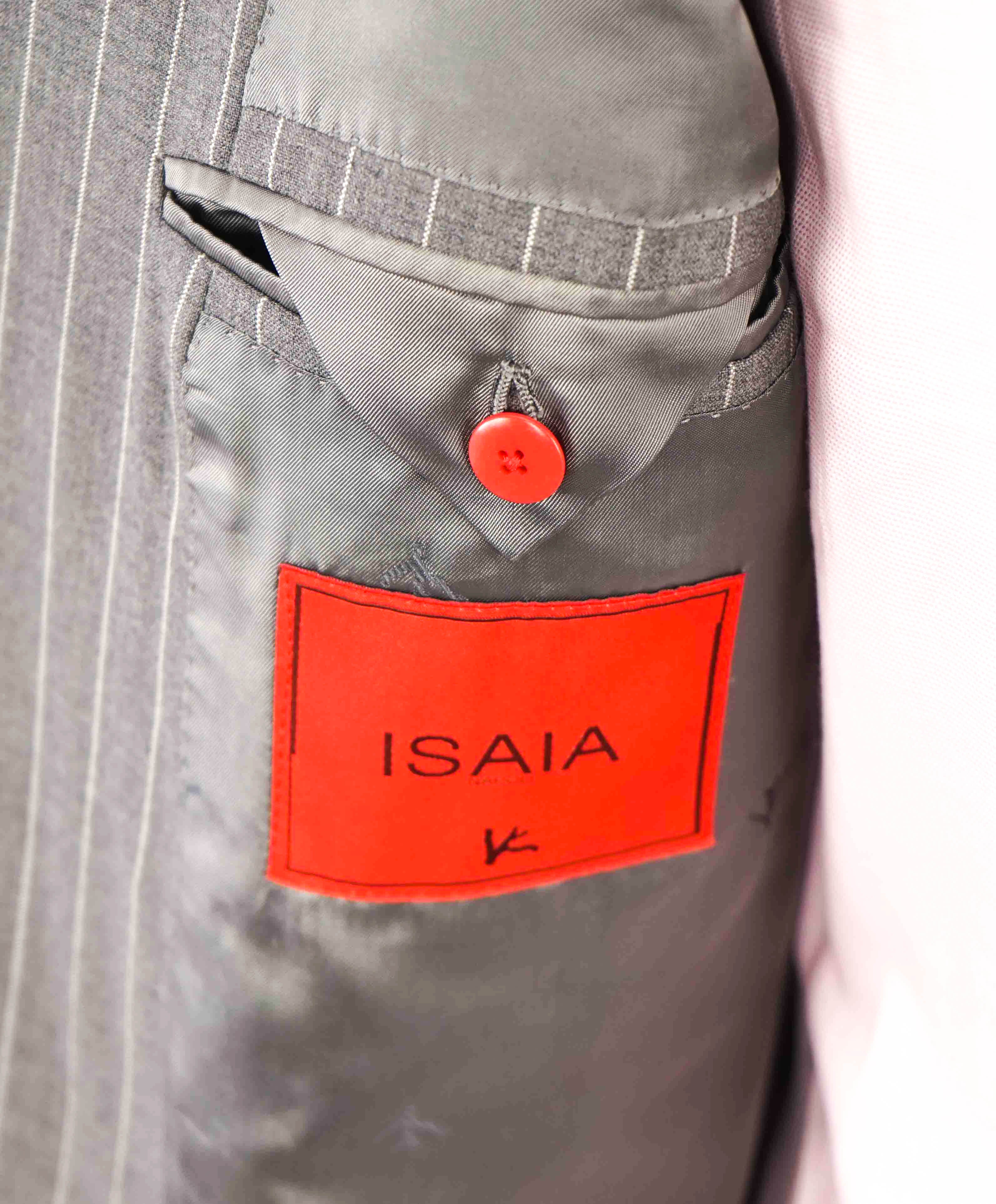 $2,995 ISAIA - Pure Wool *SCIAMMERIA 170'S* Gray Chalk Stripe MOP Blazer - 46R