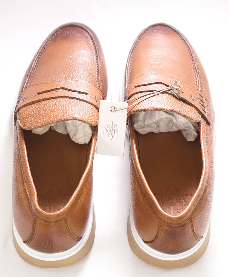 $595 ELEVENTY - Brown Leather Slip-On Sneaker Dress Shoes - 11 US (44EU)