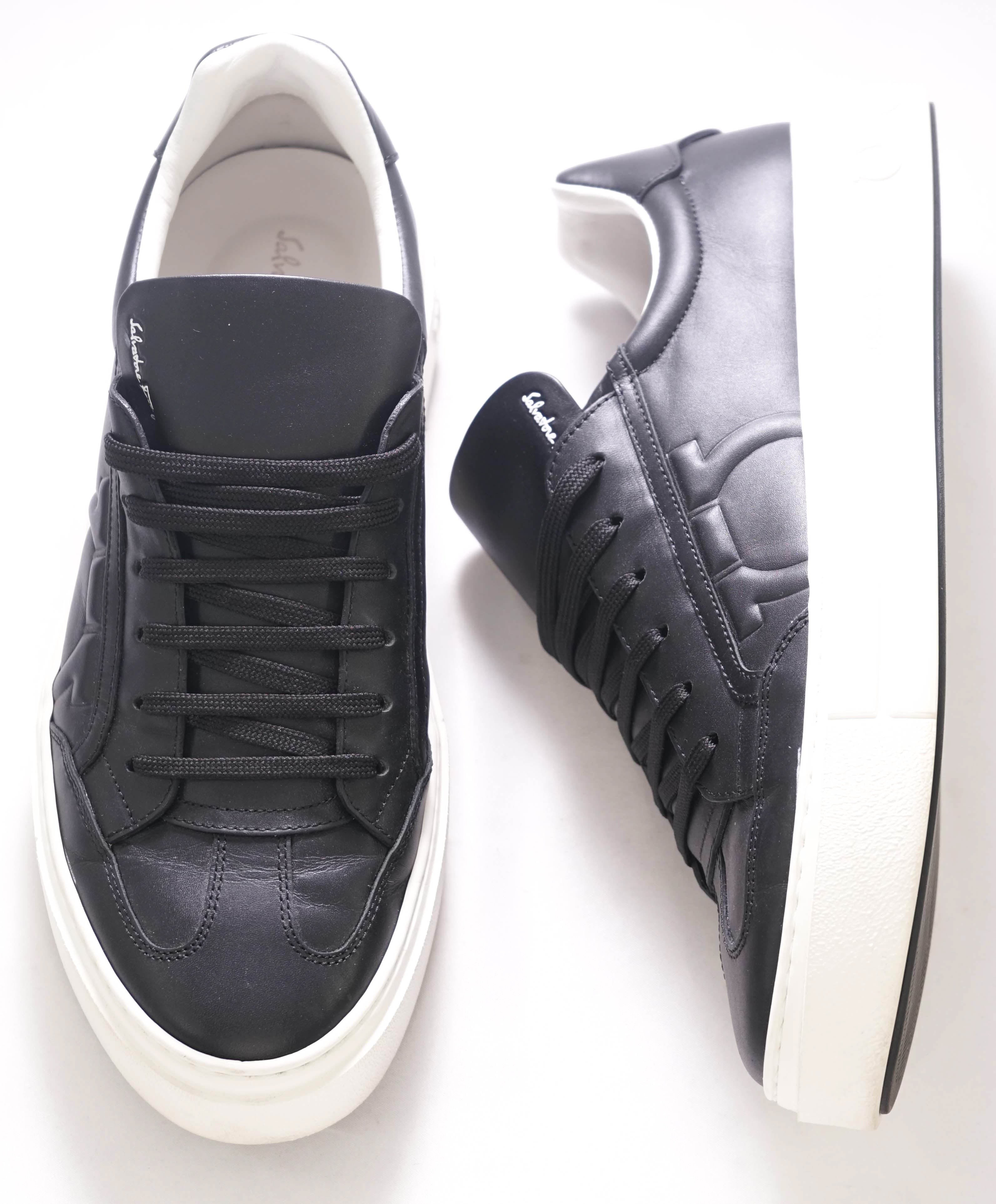 $750 SALVATORE FERRAGAMO - *GANCINI* Black Sneaker - 9 US