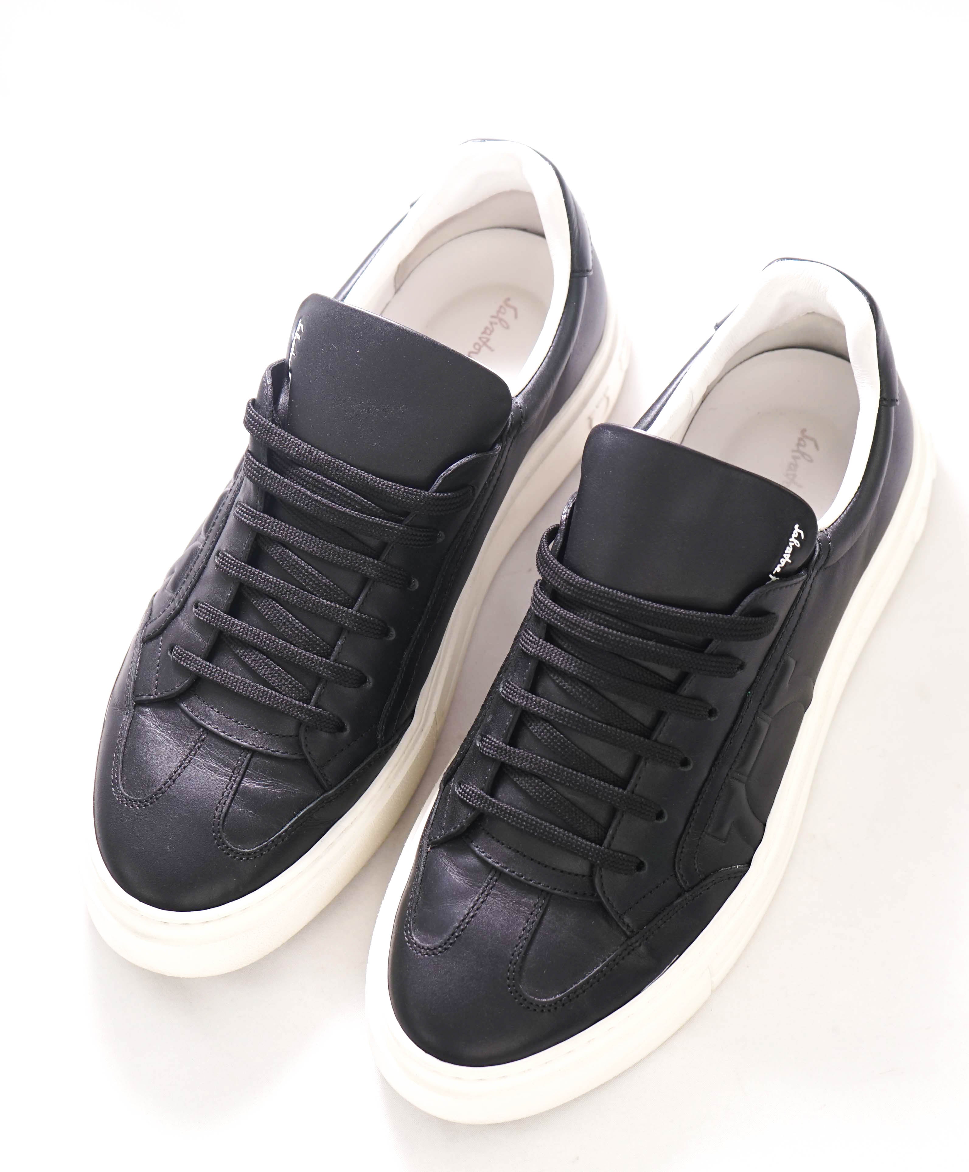 $750 SALVATORE FERRAGAMO - *GANCINI* Black Sneaker - 9 US