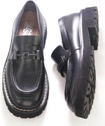 $930 SALVATORE FERRAGAMO - *GANCINI* Black Leather Lug Sole Loafer - 12 US