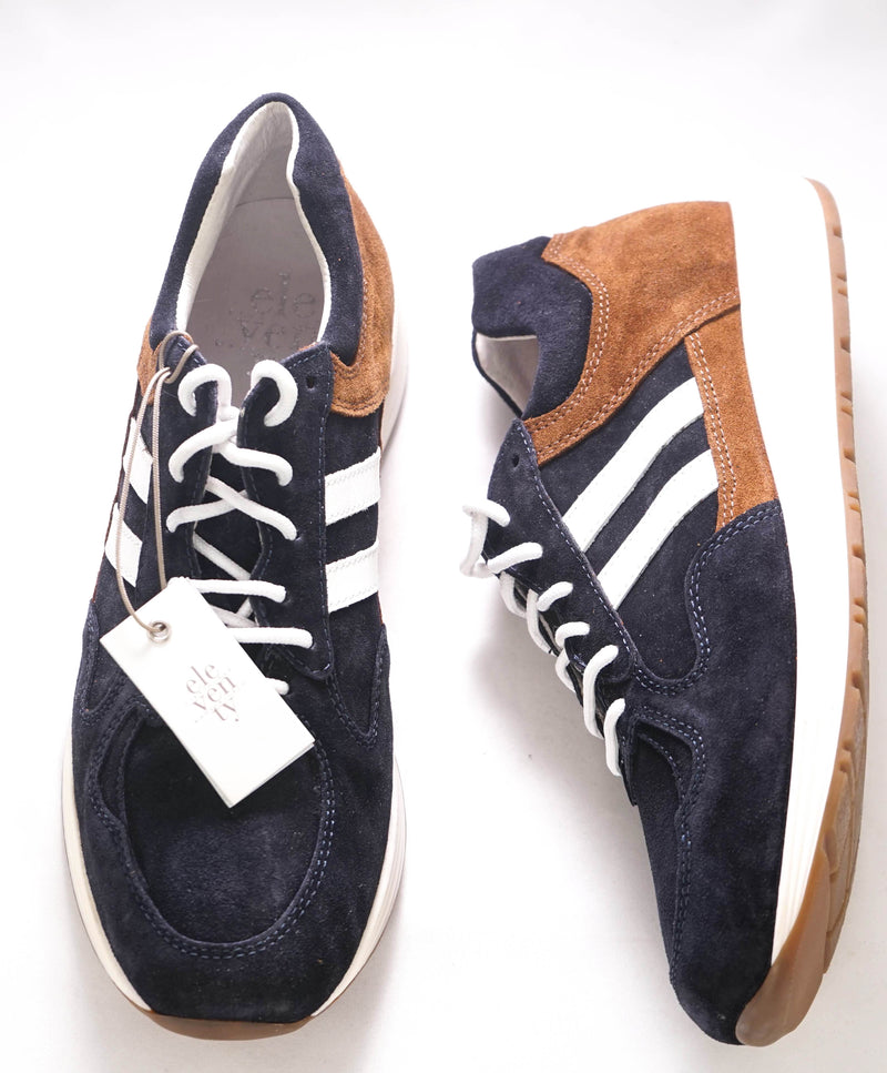 $495 ELEVENTY - Blue Suede & Brown Stripe Sneaker - 8 US (41 EU)