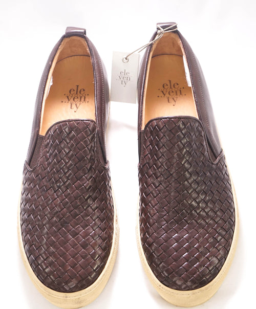 $695 ELEVENTY - Brown Woven Leather Slip-On Sneaker - 11 US (44EU)