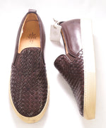 $695 ELEVENTY - Brown Woven Leather Slip-On Sneaker - 11 US (44EU)