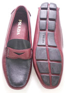 $850 PRADA - Burgundy Black Saffiano LOGO Leather Penny Loafers - 9US (8)