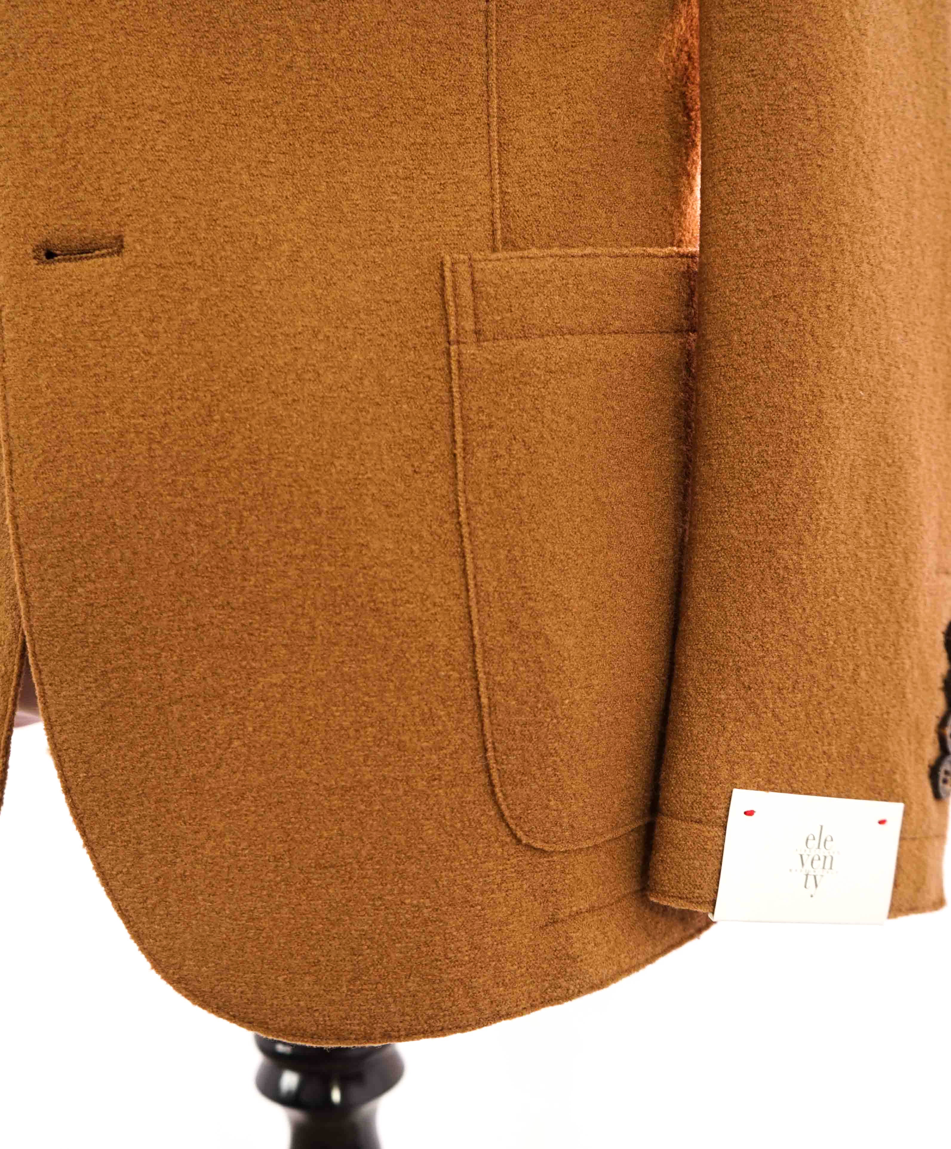 $1,045 ELEVENTY - CAMEL Unlined Notch Lapel / Mandarin Jacket Blazer - 44 (54EU)