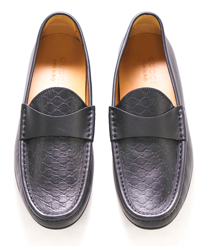 $920 GUCCI - "GG Guccissima" Black Leather Loafers - 8.5US (8G)