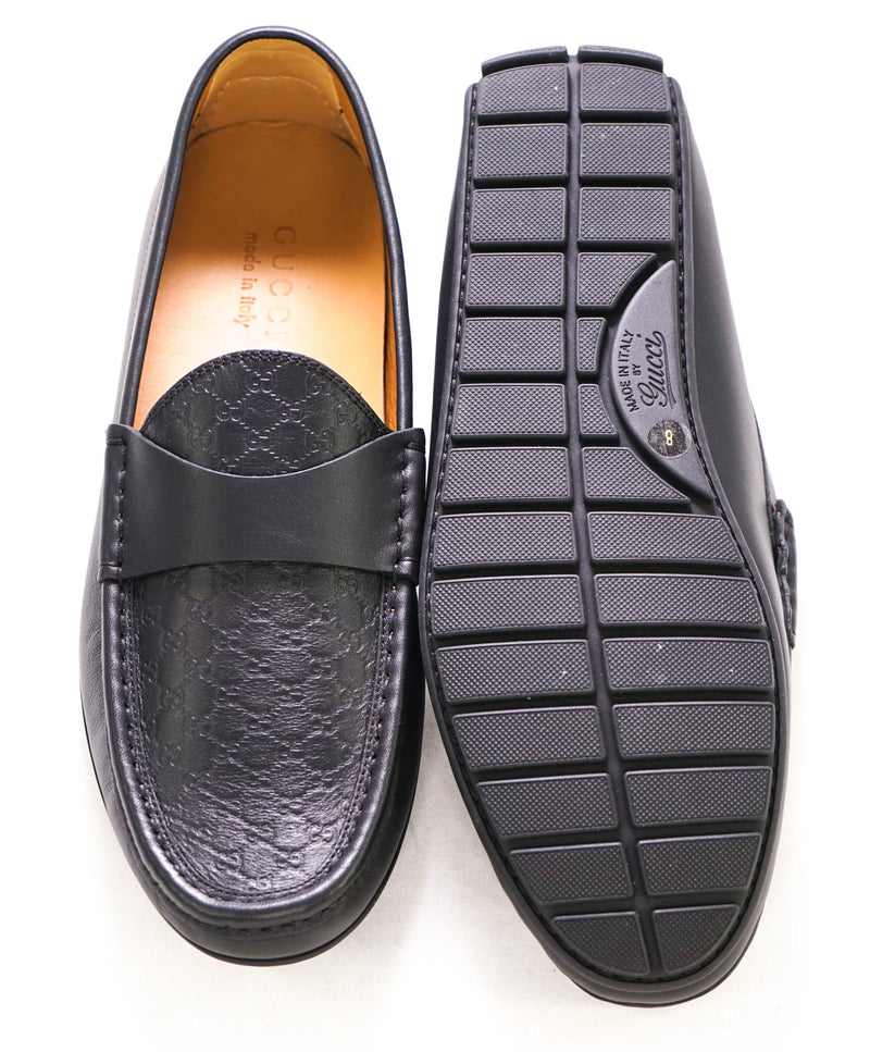 $920 GUCCI - "GG Guccissima" Black Leather Loafers - 8.5US (8G)