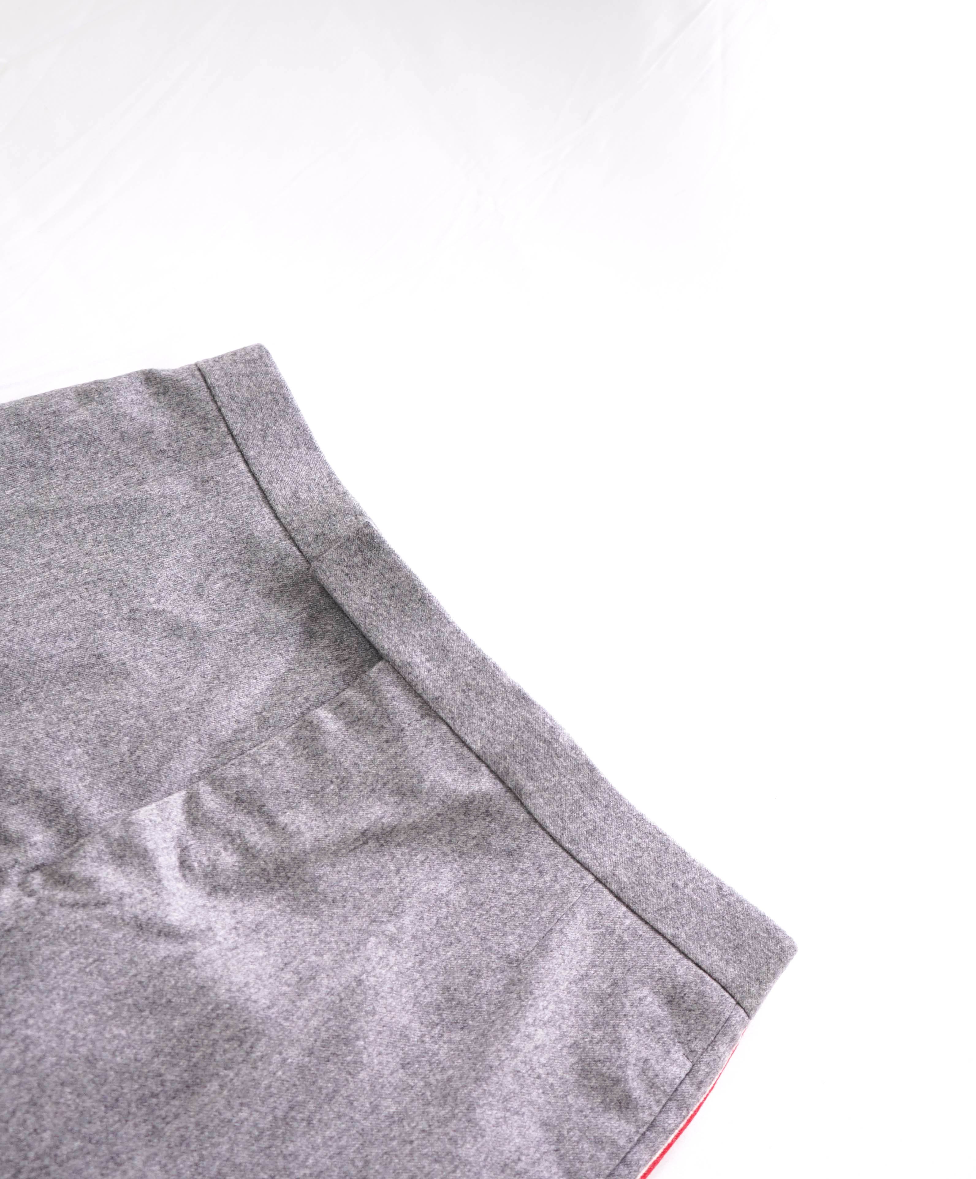$3,200 THOM BROWNE - Gray CASHMERE Flannel Dress Pants Side Tab Pants- (SZ 4) 37W