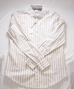 $495 ELEVENTY - Gray/White/Neutral *Spread Contrast Collar* Button Dress Shirt - M