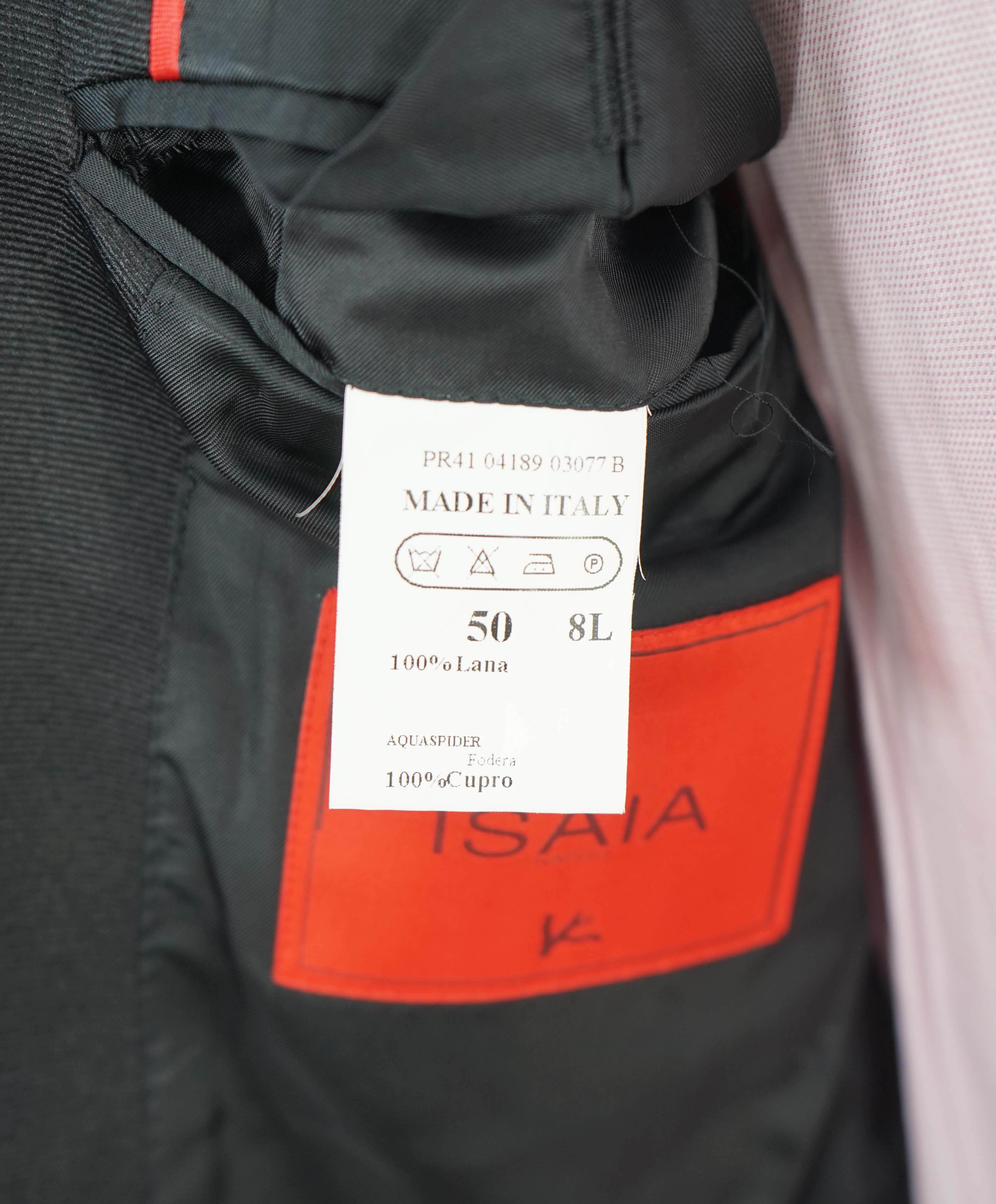 $4,595 ISAIA - "AQUASPIDER" Satin PEAK LAPEL Black Wool Tuxedo - 40L (36W)