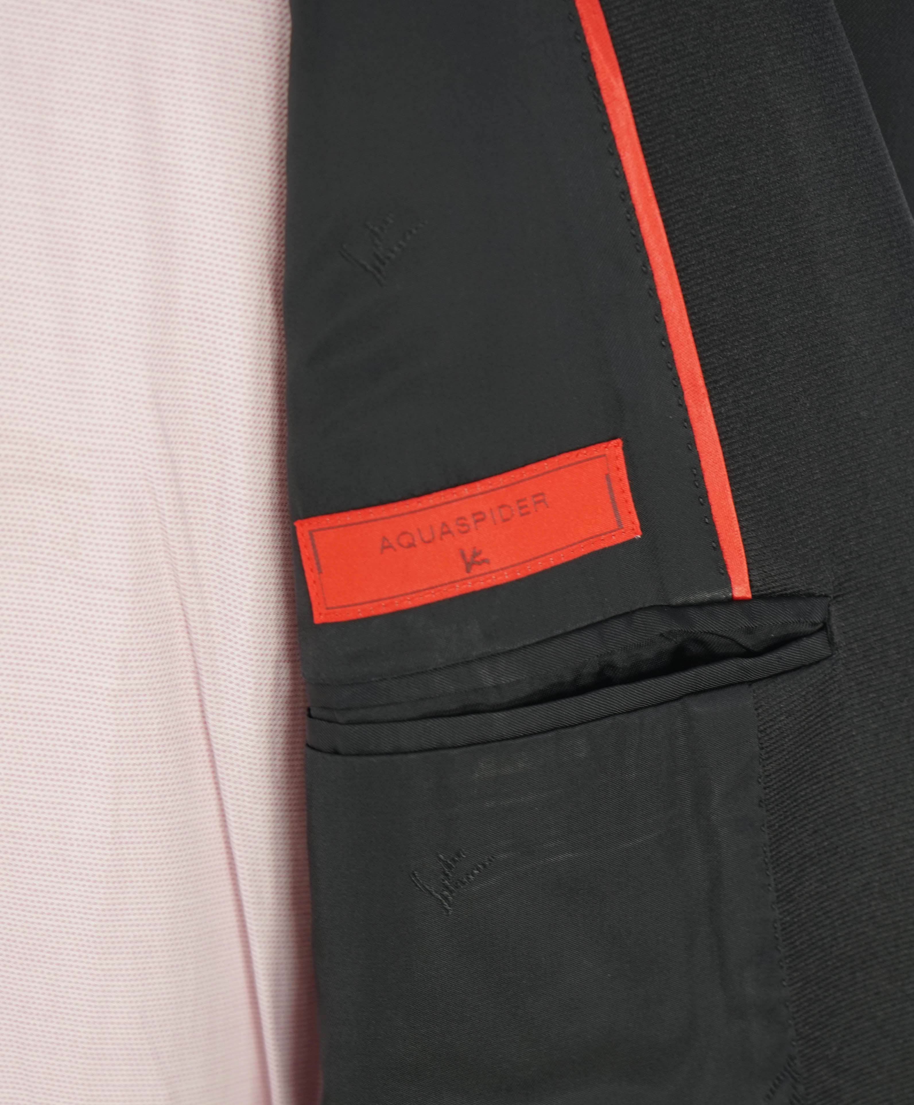 $4,595 ISAIA - "AQUASPIDER" Satin PEAK LAPEL Black Wool Tuxedo - 40L (36W)