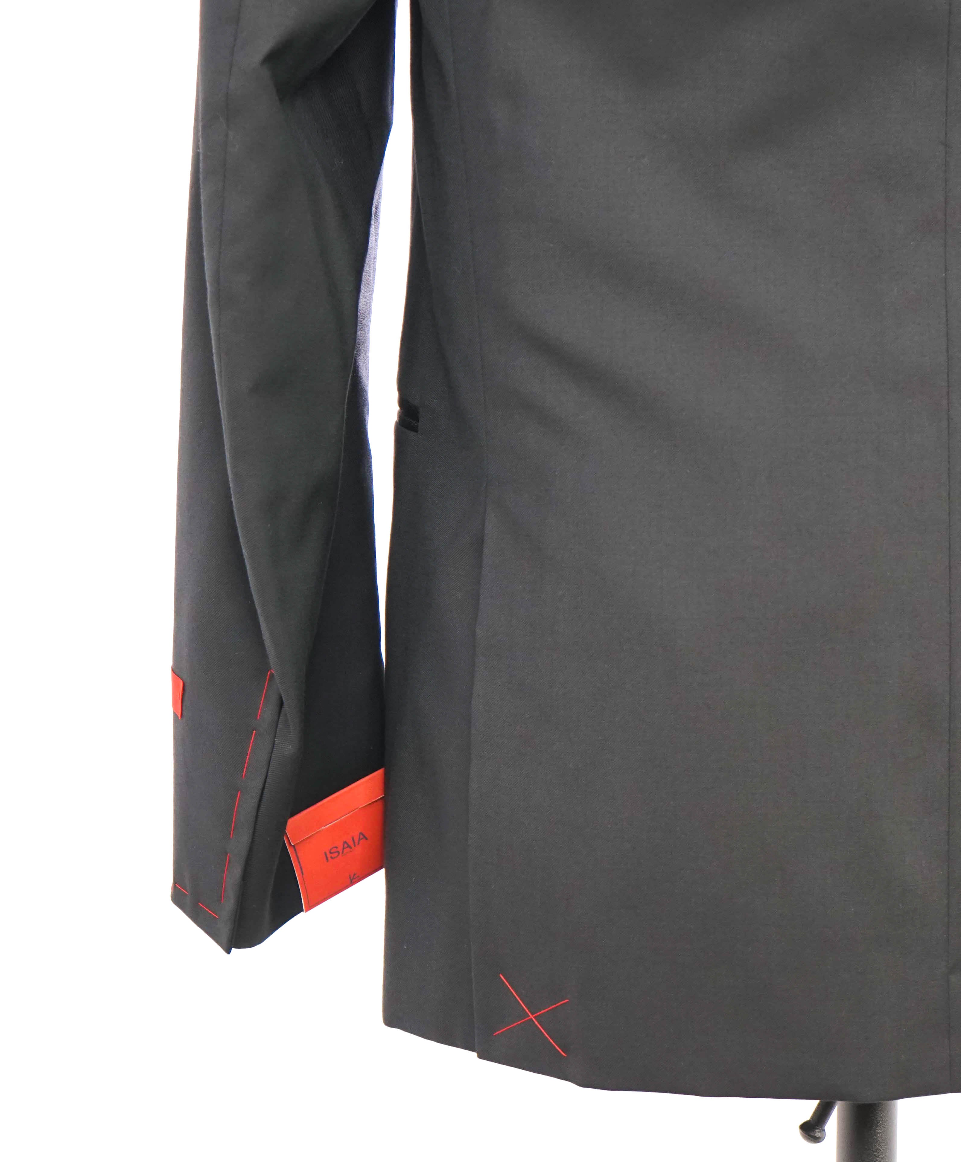 $4,595 ISAIA - "AQUASPIDER" Satin PEAK LAPEL Black Wool Tuxedo - 40L (36W)