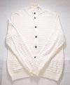$695 ELEVENTY - *PLATINUM* White Mock Neck Cardigan Sweater Jacket - M