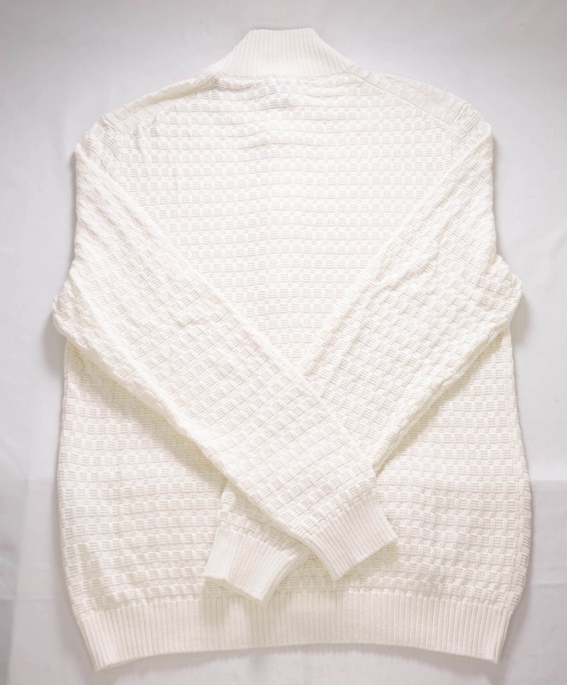 $695 ELEVENTY - *PLATINUM* White Mock Neck Cardigan Sweater Jacket - M