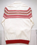 $745 ELEVENTY - Ivory/Red Cotton Shawl Collar Fair Isle Cardigan Sweater - M