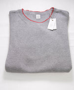 $395 ELEVENTY - Grey/Red Crewneck Premium Short Sleeve Sweater - M