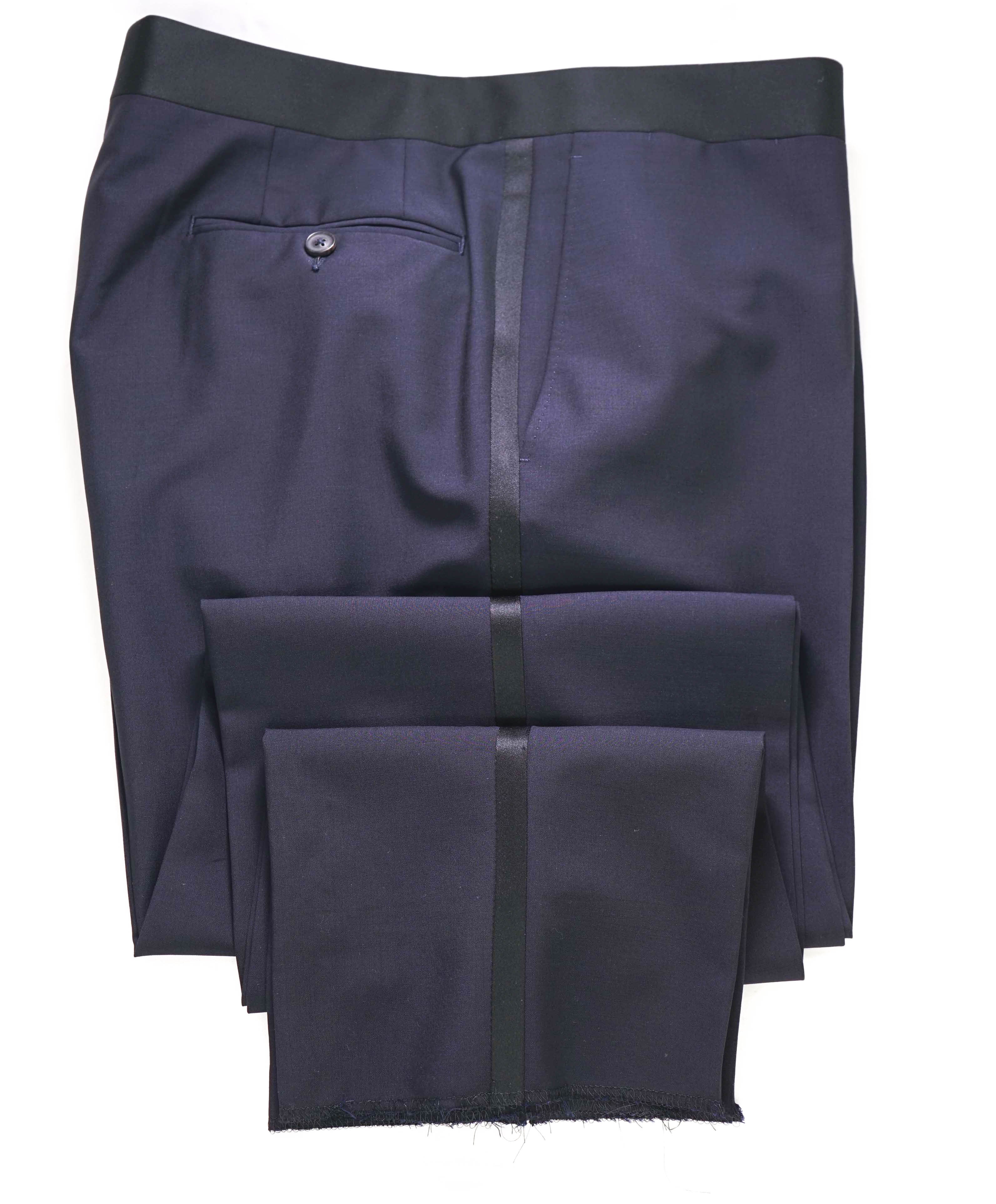 CANALI - *CLOSET STAPLE* MOHAIR Navy Tux Flat Front Dinner Pants - 40W