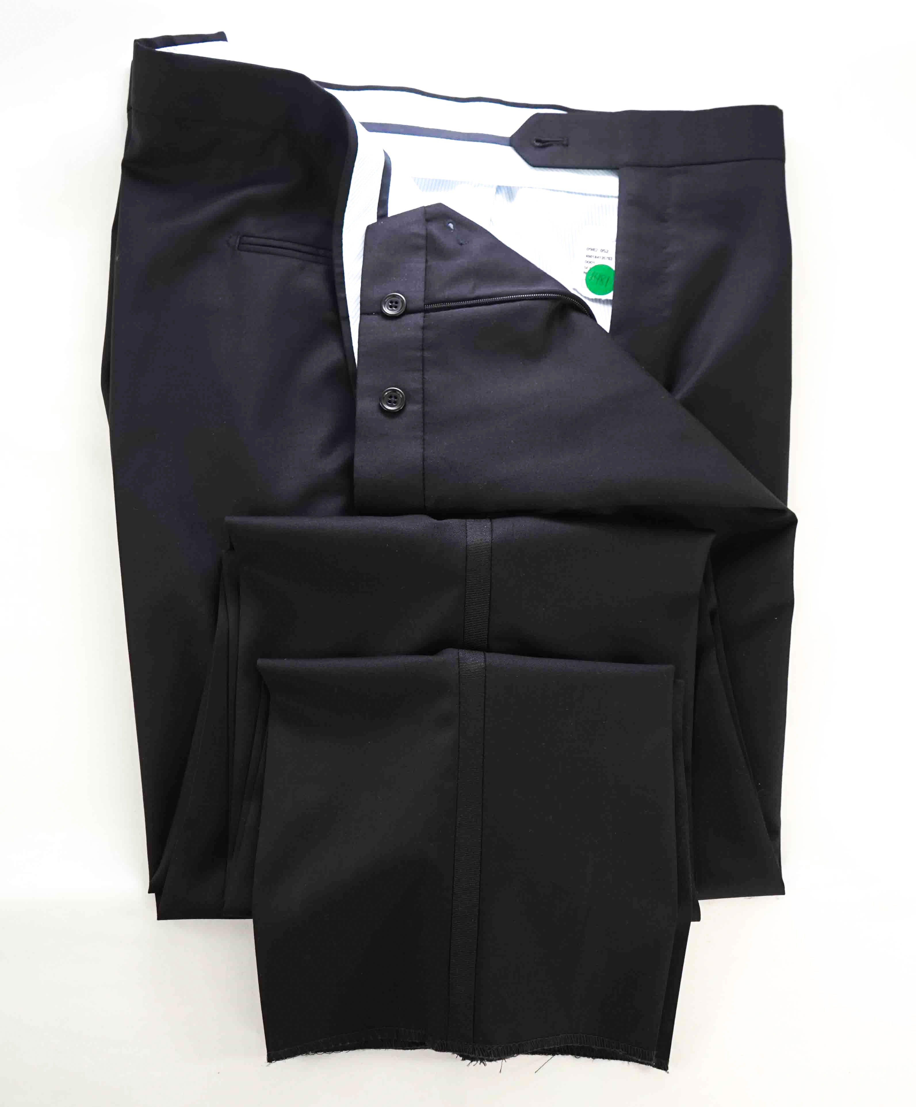 $398 SAKS FIFTH AVE - Black Wool MADE IN ITALY Flat Front Dress Tux Pants- 44W