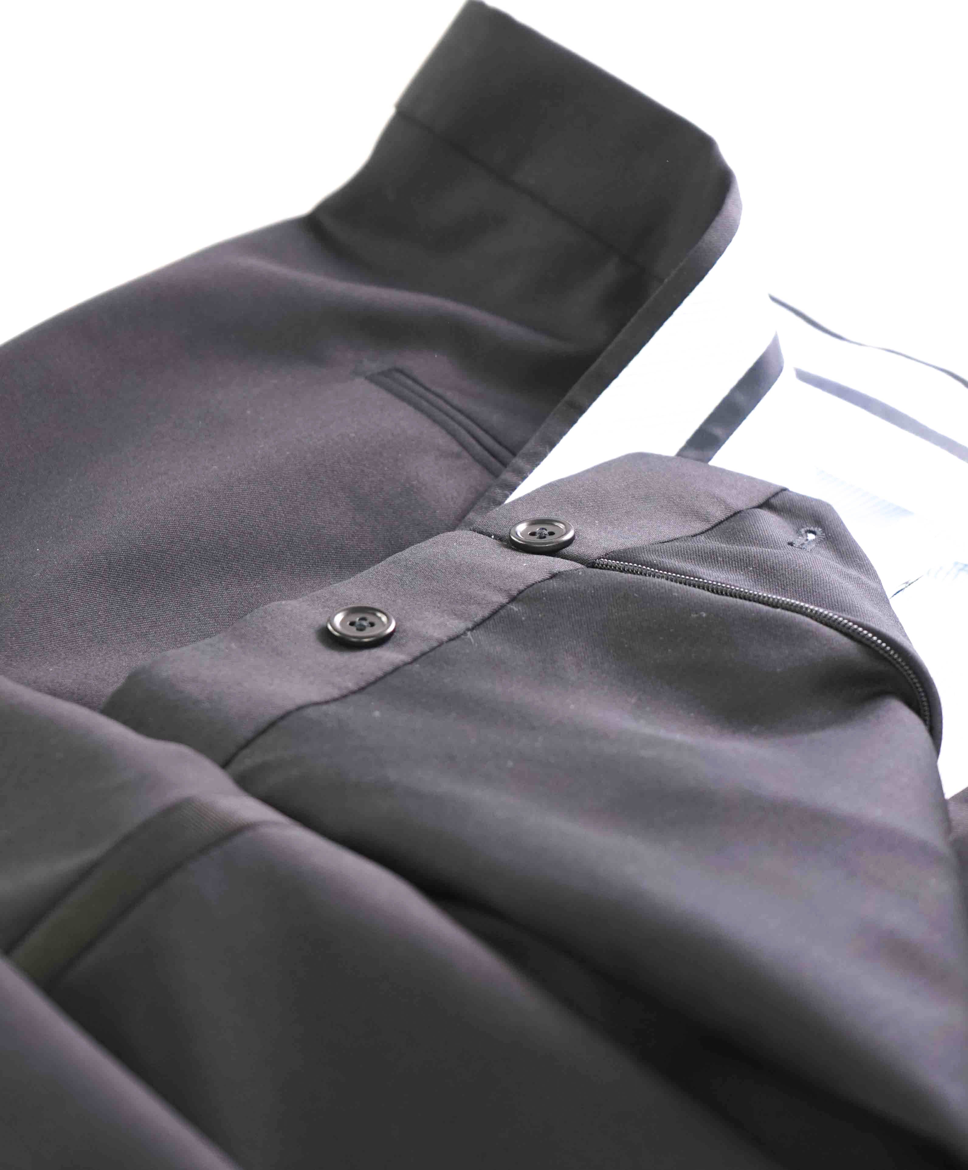 $398 SAKS FIFTH AVE - Black Wool MADE IN ITALY Flat Front Dress Tux Pants- 44W